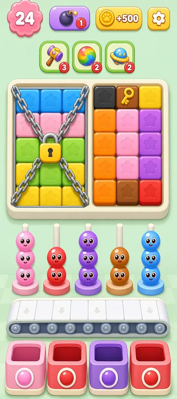 Marble Sort level 81 opening board — The Locked Left Half Marble Sort level 81 opening board — The Locked Left Half