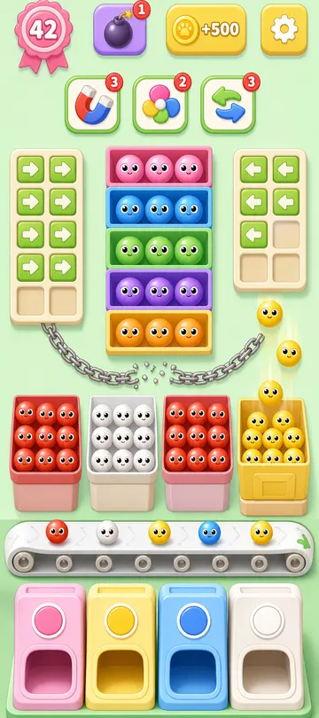 Marble Sort level 84 mid-solve board Marble Sort level 84 mid-solve board