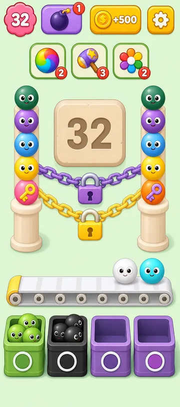 Marble Sort level 88 mid-solve board