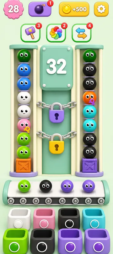 Marble Sort level 88 opening board — The 32-Panel and the Double Lock