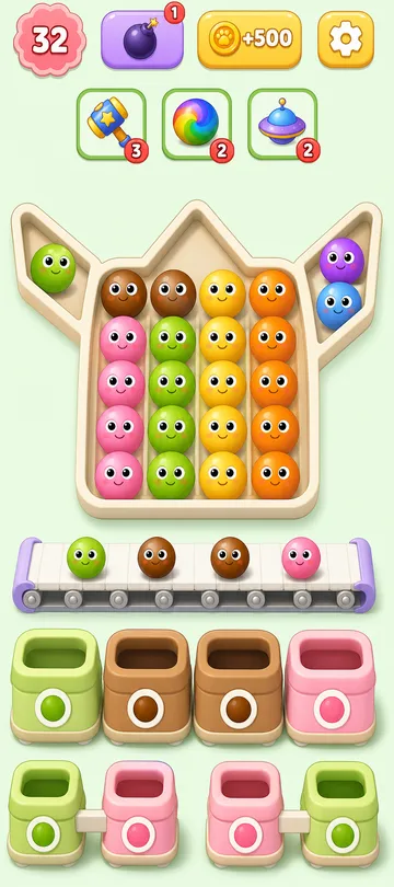 Marble Sort level 91 opening board — The Crown and the Chained Pairs Marble Sort level 91 opening board — The Crown and the Chained Pairs