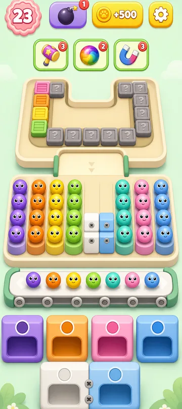 Marble Sort level 93 mid-solve board Marble Sort level 93 mid-solve board