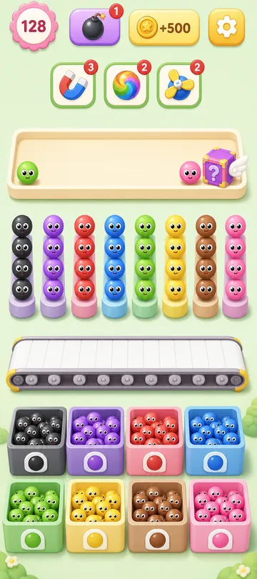 Marble Sort level 94 final board