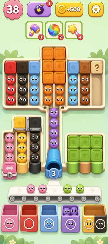 Marble Sort level 94 mid-solve board