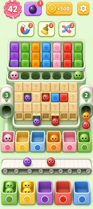 Marble Sort level 96 mid-solve board