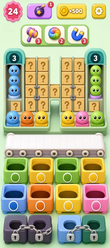 Marble Sort level 96 opening board — The Friendly Facade