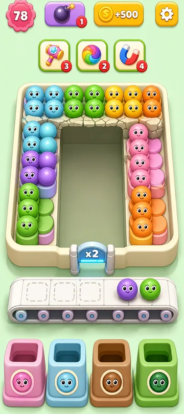 Marble Sort level 98 mid-solve board